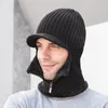 Herren-Winter-Strickmütze, warm, dick, mit Pelz gefüttert, Mützen, Hüte mit Reißverschluss, halten Sie Gesichtswärmer, Balaclava-Kappen, Ski-Cap Y201024