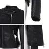 AORRYVLA Autumn Womens Leather Jacket Black PU Leather Moto Biker Jacket Mandarin Short Female Faux Leather Outwear 201030