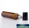 Amber Glass Roll On Flessen 15ml Etherische oliefles roestvrij stalen roller bal lege parfum cotainer SN938