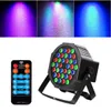 Yeni Tasarım 36 W 36-LED RGB Uzaktan / Oto / Ses Kontrolü DMX512 Yüksek Parlaklık Mini DJ Bar Parti Sahne Lambaları * 4 Yüksek Kalite Sahne Par Işıkları