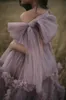 2021 Winter Illusion Ruffles Tulle Sleeveless Women Sexy V Neck Kimono Pregnant Party Sleepwear Bathrobe Sheer Nightgown Robe