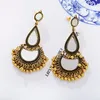 Dangle & Chandelier 2021 Vintage Women's Water Drop Silver Color Mirror Jhumki Earrings Jewelry Tribe Ethnic Bohemia Gold Tassel Earrin