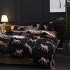 BonenJoy Animal Bedding Set Black SovClothes Leopard Reactive Printed Bed omslag med örngott 3pcs Enkelrum Dubbel täcke 201021