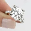 Solitaire 925 sterling argento 2ct cuscino taglio diamante matrimonio anelli di fidanzamento per le donne anello di moda anello dito gioielli gioielli all'ingrosso