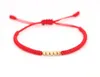 Braccialetti con ciondoli Buddista tibetano Nodo fortunato Perline di rame Bracciale intrecciato Donna Uomo Corda rossa Cabala Torsione regolabile Gioielli fatti a mano Faw