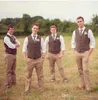 Landelijke boerderij bruiloft bruine tweed bruidegom vesten visgraat wol slim fit bruiloft vest mannen pak goomsmen vesten trouwpak aangepast 2499