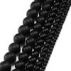 1strand Lot czarny matowy połysk matowe szklane koraliki 4 6 8 10 12mm 15 ''okrągły luzem koralik dystansowy dla Diy tworzenia biżuterii luzem hurtownia H jllfuQ