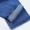 Nya Mäns Jeans 100% Bomull Hög Midja Straight Classic Blå Jeans För Män Höst Casual Denim Byxor Kvalitet Mjuka Män Overaller G0104