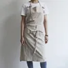 1pc Long Cotton Apron Japanese Casual Craft Cooking House Shop Painters Workwear Kitchen Work Dining Supply Y200103