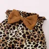 3 sztuk Noworodka Ubrania Baby Girl Ubrania Zestawy Outfit Niemowląt Ruffles Romper Top Bow Leopard Spodnie Nowy Born Maluch Odzież G1221