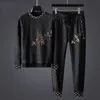 Modèle d'automne et d'hiver Jacquard Casual Suit Men039 Trend Korean Sports avec Men039s Twopiece Handome12717786