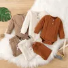 0–24 Monate Neugeborene Baby-Kleidungssets, gestrickt, warm, Strampler, Oberteile, Hosen, 2-teilig, Anzug, Kleinkind, Mädchen, Jungen, Langarm, Herbst, Winter, Homewear 20220221 H1