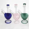 Herzform, rosa, grün, blau, Farbe, Wasserpfeifen, Glasbongs, Wasserpfeifen, Bohrinsel, Dab-Rigs mit 14-mm-Räucherschalen für trockene Kräuter