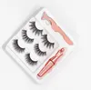 3ペアの磁気まつげfalse lashes +液体アイライナー +ピンセットアイメイクセット3Dマグネットのまつげセット