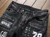 Мужские джинсы в европейском стиле мужчины бренд мужские тонкие джинсовые брюки черные прямые мото байкерские брюки для мужчин1