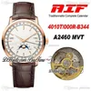 AIF Traditionnelle Complete Calendar 4010T V2460QC Automatic Mens Watch Rose Gold Silver Dial Moon Phase Brown Leather Best Edition Puretime