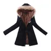 Donne Parka Moda Autunno Inverno Caldo Giacche Donna Collo di pelliccia Cappotti Parka lungo Felpe Office Lady Cotton Plus Size 201112