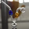 Colorful Oil Burner Pipe Portable Glass Water Pipes Serpentine Bent Type Thick Pyrex Downstem Rig Round of Small Glass Tobacco Bubbler Bowls for Smoking Accessories