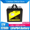 LiitoKala 12,8V 120AH LifePo4 Bateria DIY 12V 24V 36V 48V Bateria recarregável 4000 ciclos para campistas RV Carrinho de golfe off-road off-grid Vento solar / carregador 14,6V20A