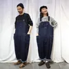 marca de moda japonês denim suspender perder Jumpsuit amakaji macacões calças casuais para homens e mulheres