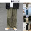 KAPMENTS Men Corduroy Harajuku Wide Leg Pants Overalls Mens Japanese Streetwear Sweatpants Male Korean Casual Joggers Pants 201128