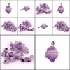 Pendentifs Arts, Artisanat Cadeaux Maison Jardin Vente en gros - Naturel Améthyste Point Pierre Pendum Cristal Chakra Guérison Reiki Perles Drop Delivery 20