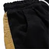 Mens Corduroy Colorblocked Pant Fashion Trend Drawstring Side Panelled Pencil Pants Designer Male Casual Pocket Elastic Waist Trousers