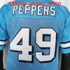 NCAAカレッジノースカロライナサッカージャージーJulius PeppersブルーサイズS-3XLすべてステッチ刺繍