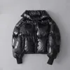 冬の光沢のあるパーカーレディースウォータープルーフコート刺繍ジャケット大規模ゆるい冬の暖かい厚いパーカ女性ジャケット201027