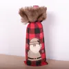 Coperture per bottiglie di vino natalizie Babbo Natale Pupazzo di neve Elk Plaid rosso Bottiglie di champagne Copri borsa per Capodanno Decorazioni per la casa di Natale BH4356 TYJ