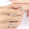 Wedding Rings 1 Pair Four Copper Plated Silver Smooth Surface Adjustable Creative Simple Couple Lover Finger Jewelry Wholesale