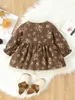 Baby Ditsy Floral Print Guipure Lace Insert Flounce Sleeve Dress SHE