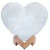 Lampada di luna personalizzata Lampada ricaricabile con Phototext Heart 3D Stampato Moon Night Light Gifts per Family Valentines Day 201028