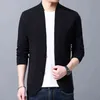 Camisola Cardigan Homens de lãs Única peito simples sólido estilo sólido estilo malha jaqueta casaco asiático tamanho M-4XL 211221