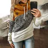 Frauen Hoodies Sweatshirts 5XL Leopard Patchwork Mit Kapuze Sweatshirt Frauen 2021 Herbst Winter Langarm Tops Weibliche Kordelzug Pullover