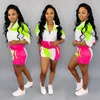 2022 Deisgner Women Tracksuits 2 Piece Pants Set Fashion Contrast Color Stitching Short Sleeved Shorts Outfits Jogging Suit