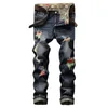 Mens Jeans European and American Street Personality Brushed Jeans Mens Ripped Straight Jeans Casual Fashion Style232S