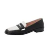 Klänningskor Anländer Äkta Läder Skodon Kvinnor Mellanklat Blandade färger Kvadrat Toe Spring Casual Ladies Loafers Pumps