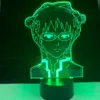 Lámpara de anime Saiki K La vida desastrosa de Saiki K para el dormitorio Acrílico Lámpara 3D Decoración de la luz de la noche Ventilamentos Cumpleaños de Navidad