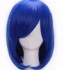 Kvinnors Sexiga Mode Blå Kort Straight Full Wigs Cosplay Party Bob Hair Wig