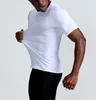 ニューメンズジムクイックドライスポーツランニング通気性半袖OネックTシャツ屋外トレーニングストレッチTシャツフィットネスティーS-XXLブラック