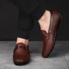 Classic Men genuine Leather Shoes Non-slip Mens Shoes Casual slip on Breathable Casual fashion Shoes Men Soft Loafers Rubber