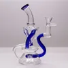 Recycler Oil Rigs Glass Bong Water Pijp Rookpijp waterpijp met gekleurde percolatoren Ingesloten 1 Bowl