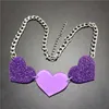 Novo glitter pruple pêssego coração gargantilhas colar para mulheres moda mulher corrente jóias acessórios249j