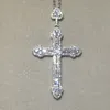 Fashion 925 Sterling Silver flower Exquisite Bible Jesus Cross Pendant Necklace for Women Crucifix Charm Pave Simulated Diamond Jewelry