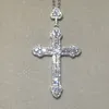 Moda argento sterling 925 fiore squisita Bibbia Gesù croce collana pendente per le donne crocifisso fascino pavimenta gioielli con diamanti simulati