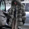 Ny mode kvinnlig överrock länge imiterade mink päls huva rockar plus storlek kvinnor vinterkläder damer päls t200915
