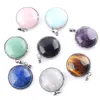 Wojiaer Natural Crystal Stone Pendants Jewellery Vintage Silver Hollow Wisdom Tree Round Necklace Jewelry Making Bn365