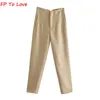 FP to Love Za Kobieta ZA Solidne spodnie Suits Spring Autumn Office Pani Długość Pełna wysokiej ilości Zapip Beige Pants 220211