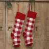 Santa Claus Gift Plaid Stocking Knit Kerstkousen Kerstversiering Plaid Sokken Kinderen Snoep Gift Opbergzakken EERA2145